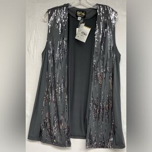 NWT Vintage 90’s Bob Mackie ‘Wearable Art’ Sequin Vest, Sz L ,Grandmacore, Y2K